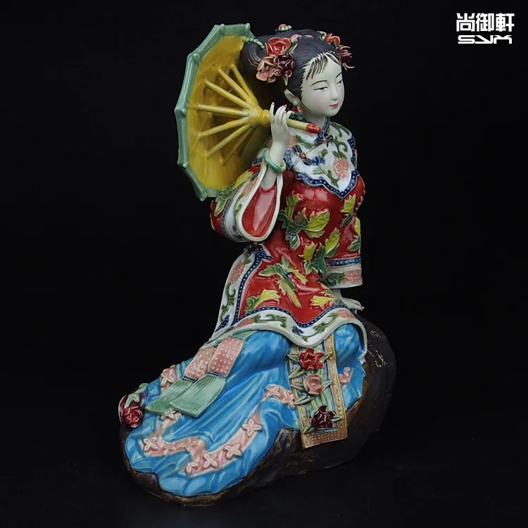 Boneka Shiwan master wanita baik karakter kuno ornamen Musim Semi China modern kerajinan keramik buatan tangan