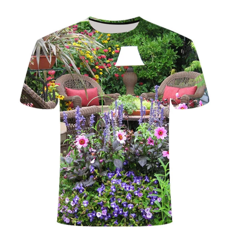 Summer Men New Natural Scenery Waterfall 3D Printed T-shirts Unisex Fashion Casual Round Neck Short Sleeve oversized t shirt Top