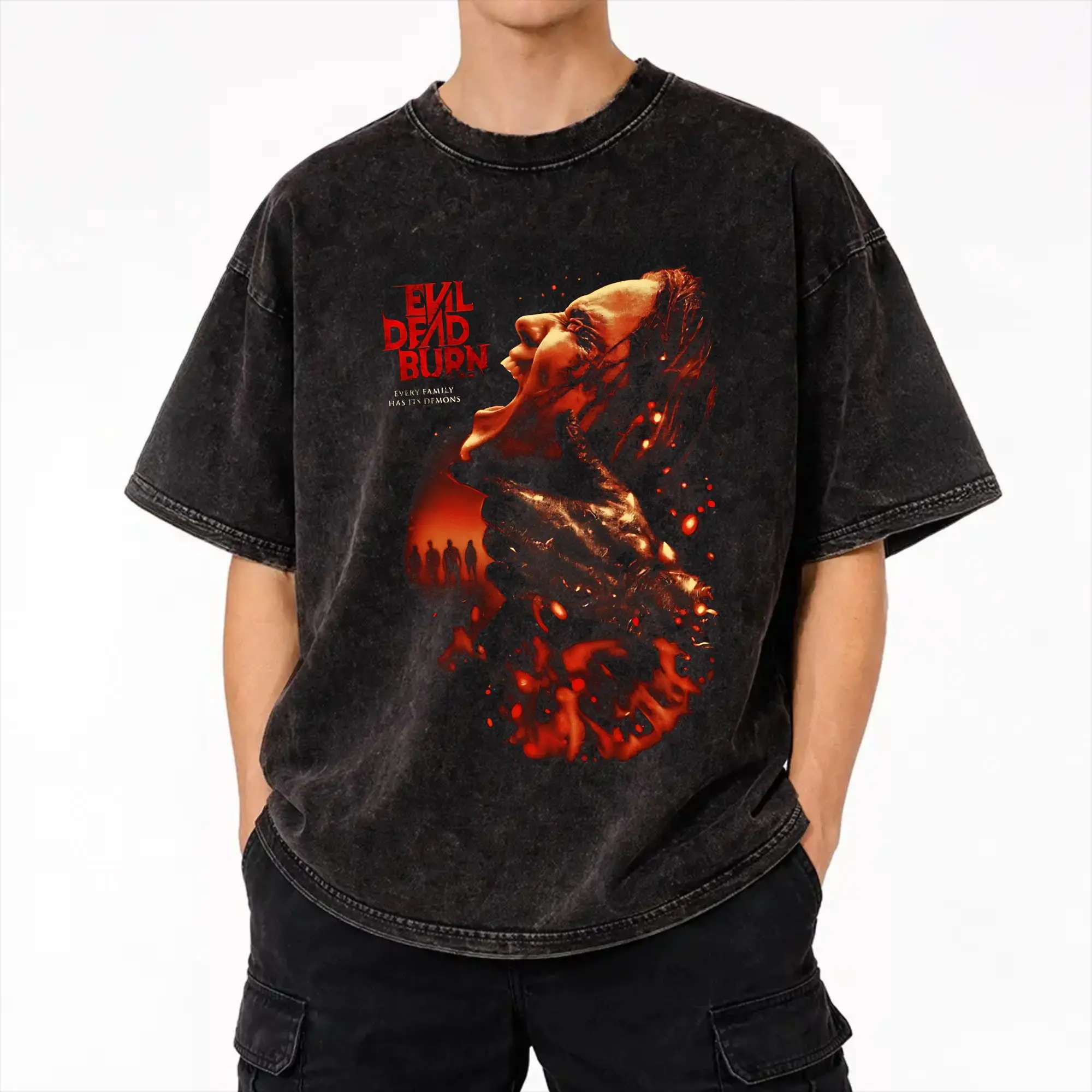 Summer evil dead burn 2026 Washed T Shirts Outfit Oversize T-Shirts  Men Women Tee