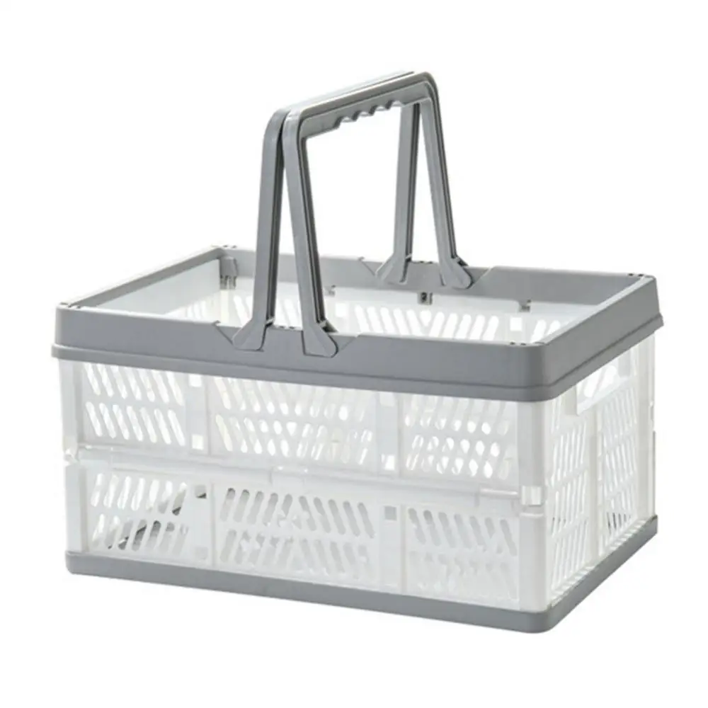 

Portable Storage Handle Folding Food Basket Picnic Desktop Organizer Container