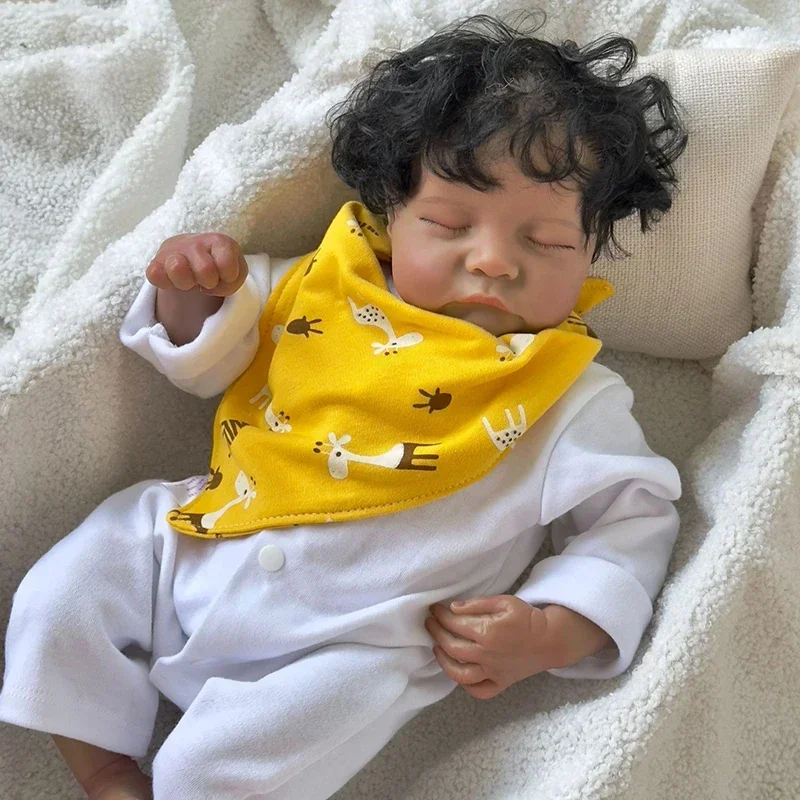 

48cm Already Painted Finished Reborn Sleeping Levi Baby Doll Lifelike Soft Touch 3D Skin Hand-Draw Hair Visible