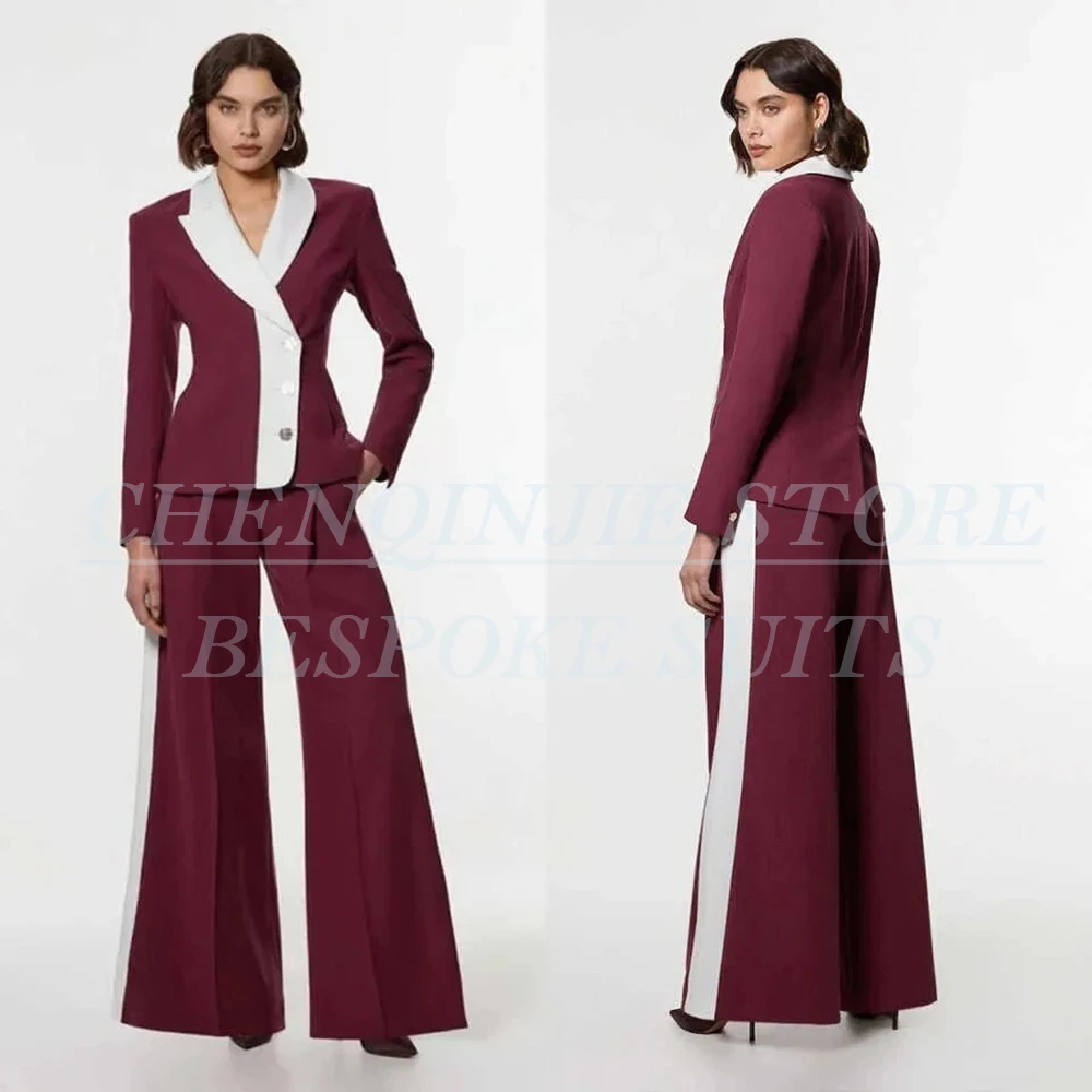 

Luxury Single Breasted Women's Suits 2 Piece Jacket Pants Sets High Quality Single Breasted Peak Lapel Slim Fit Office Outfits