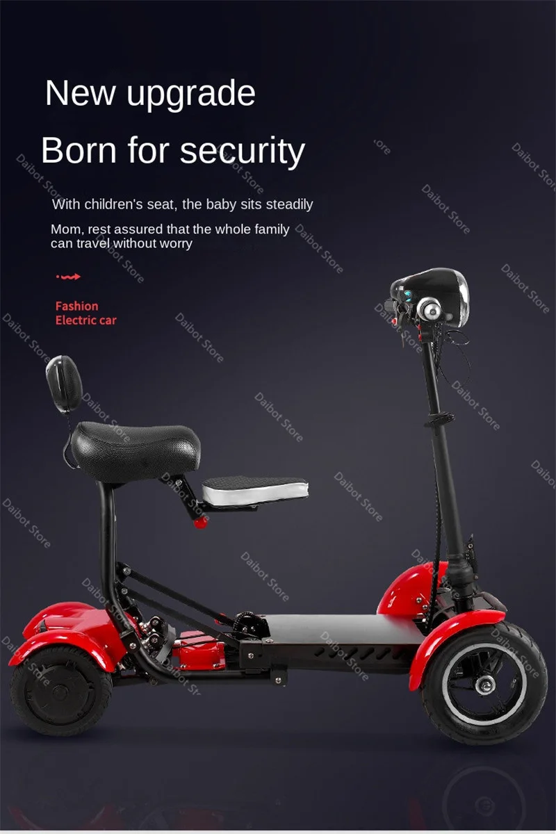 EU Stock 4 Wheel Drive Mobility Scooters For Seniors Foldable Lightweight 500W 36V 10 Inch Folding Electric Scooter With 2 Seats