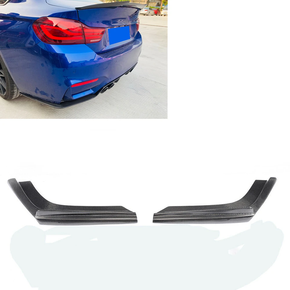 2PCS Carbon Fiber Rear Bumper Lower Spoiler Splitter Side Corner Cover For BMW F80 M3 F82 F83 M4 2015-2020