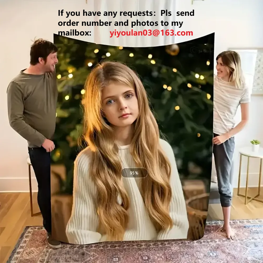 1PC Custom Photo Blanket Personalized with Your Own Photos - Soft Flannel All-Season Throw for Camping Naps & Home Use