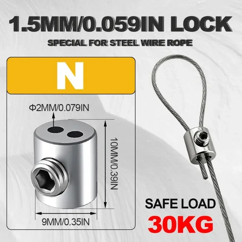 ZEXEF 10-50 قطعة أسلاك الفولاذ حبل المشبك الفولاذ المقاوم للصدأ كابل معلق كليب ثقب مزدوج مسامير قابلة للتعديل ملحقات الأجهزة الثابتة #3