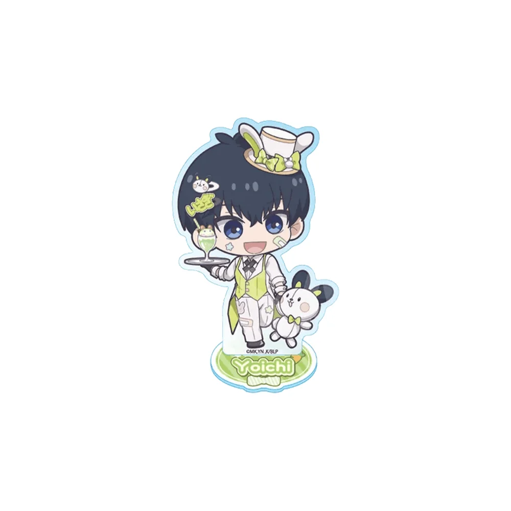 Blue Lock Isagi Yoichi 10cm Acrylic Stand Keychain Q Ver Cafe Waiter Rabbit Desk Display Ornament Anime Fan Merch Gift Toy