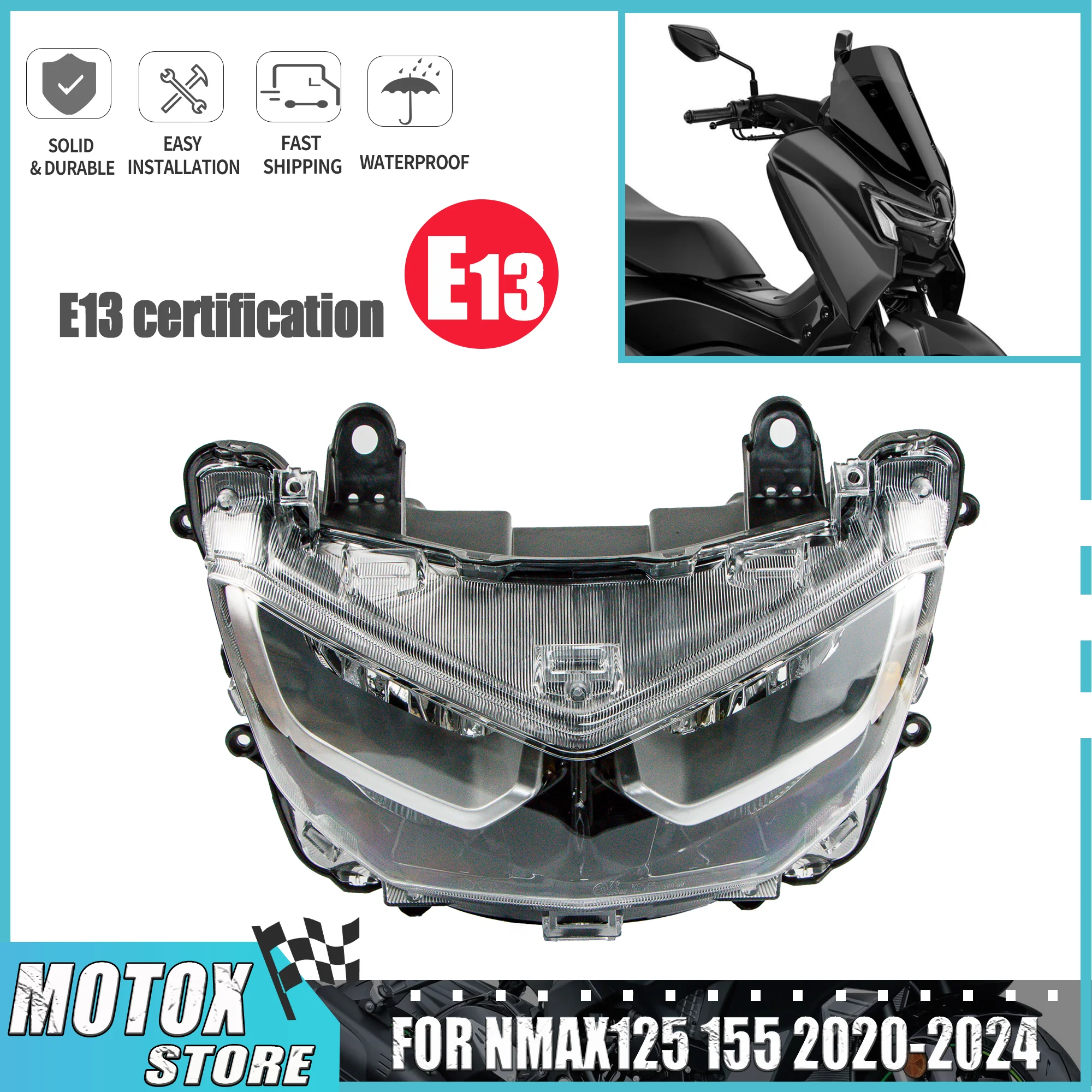Headlamp Head Light Fit for Yamaha NMAX125 NMAX155  2020-2024 21 22 23 N-MAX155 N-MAX NMAX 125 155 HeadLight Assembly Motorcycle
