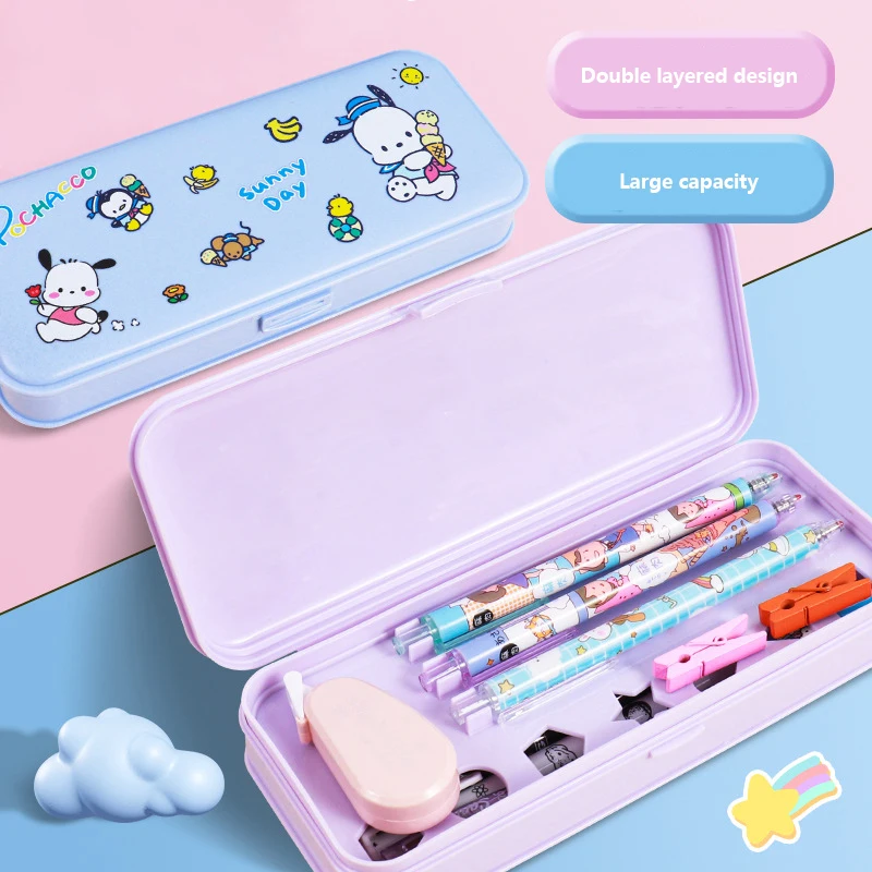 Sanrio Cinnamoroll My Melody Anime Kawaii Pencil Box Cute Cartoon Kuromi Students Large Capacity Pen Bag Stationery Kids Gifts