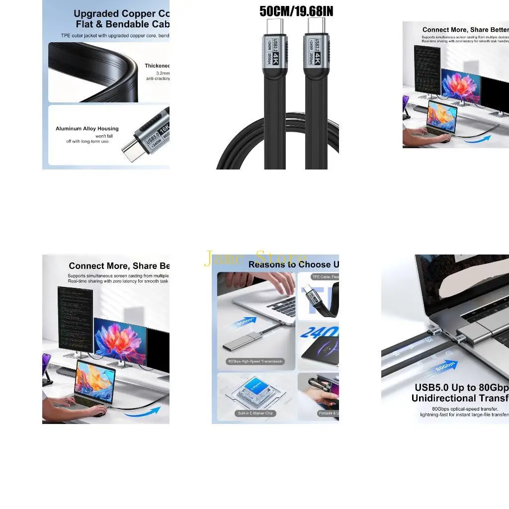 LX0B Fast 240W Type C To C Cable TPE Aluminum Cord For Notebook Tablet Smartphone Reliable