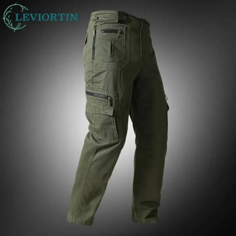 

Spring and Autumn Men's Trendy and Fashionable Loose Straight Pants with Multiple Pockets Design for Casual Outdoor Work Pants
