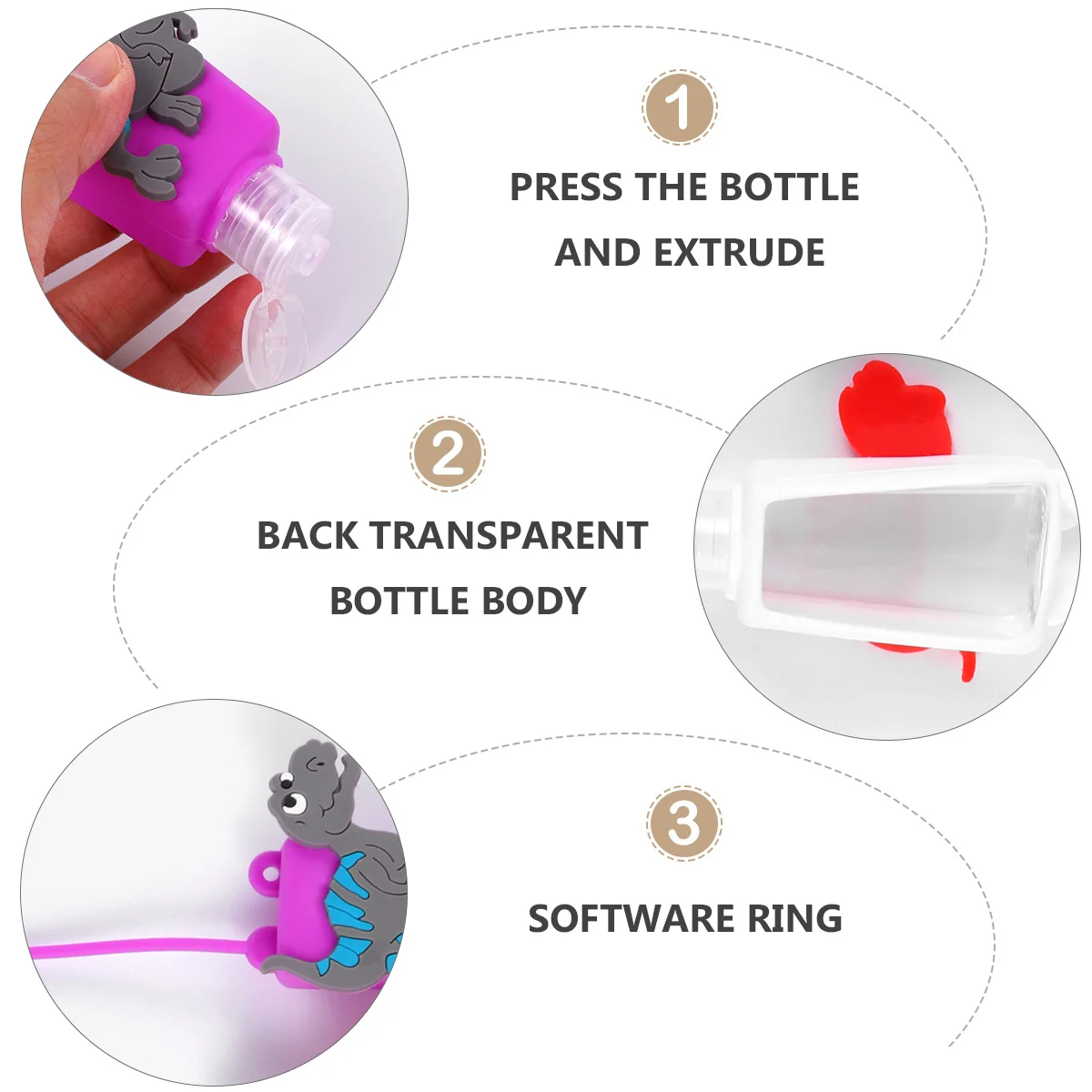 

4pcs Silicone Lotion Sub Leak-Proof Portable Hand Dispenser For Travel Outdoor Refillable Wash-Free Bottle Cartoon