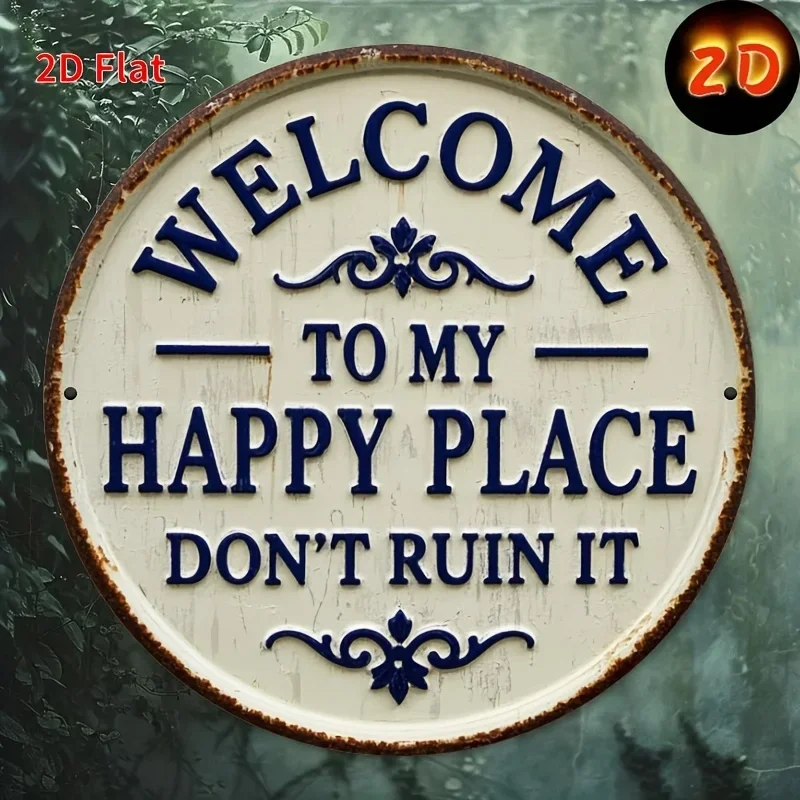 2D Flat, Rustic Wooden Welcome Sign - 