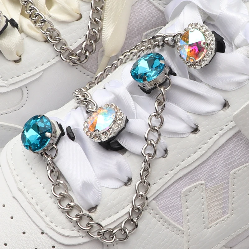 Shoe Buckle Clips Shoelace Chain Charms Sneakers Colorful Crystal Gemstone Decoration Ornaments Pendant Trend Accessories AF1