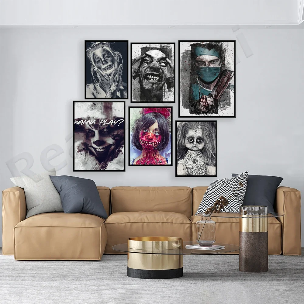 SNOW WHITE FRIGHT,ZIPPER FACE Horror Art, Creepy Art, Gore Painting, Bloody Art. Framed fine art, canvas, or poster prints.