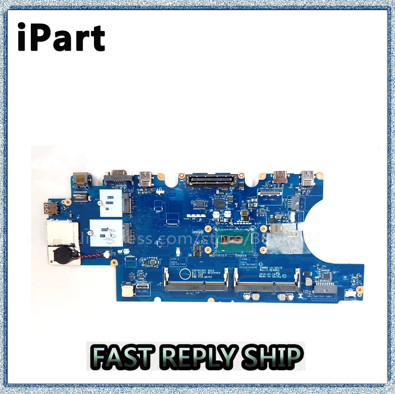 

For Dell Latitude 15 E5550 Laptop Motherboard ZAM80 LA-A911P CN-0W4CTJ 0W4CTJ Main board SR23X I5-5300U CPU DDR3L tested