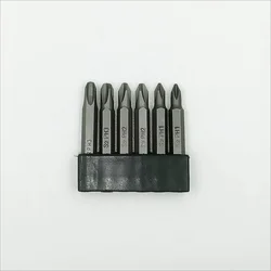 6Pcs 50mm Cross Point/Phillips Screwdriver Bit Set, PH1/PH2/PH3, S2 Steel. Magnetic Tip, 1/4 Hex Shank &6-Slot Storage Strip