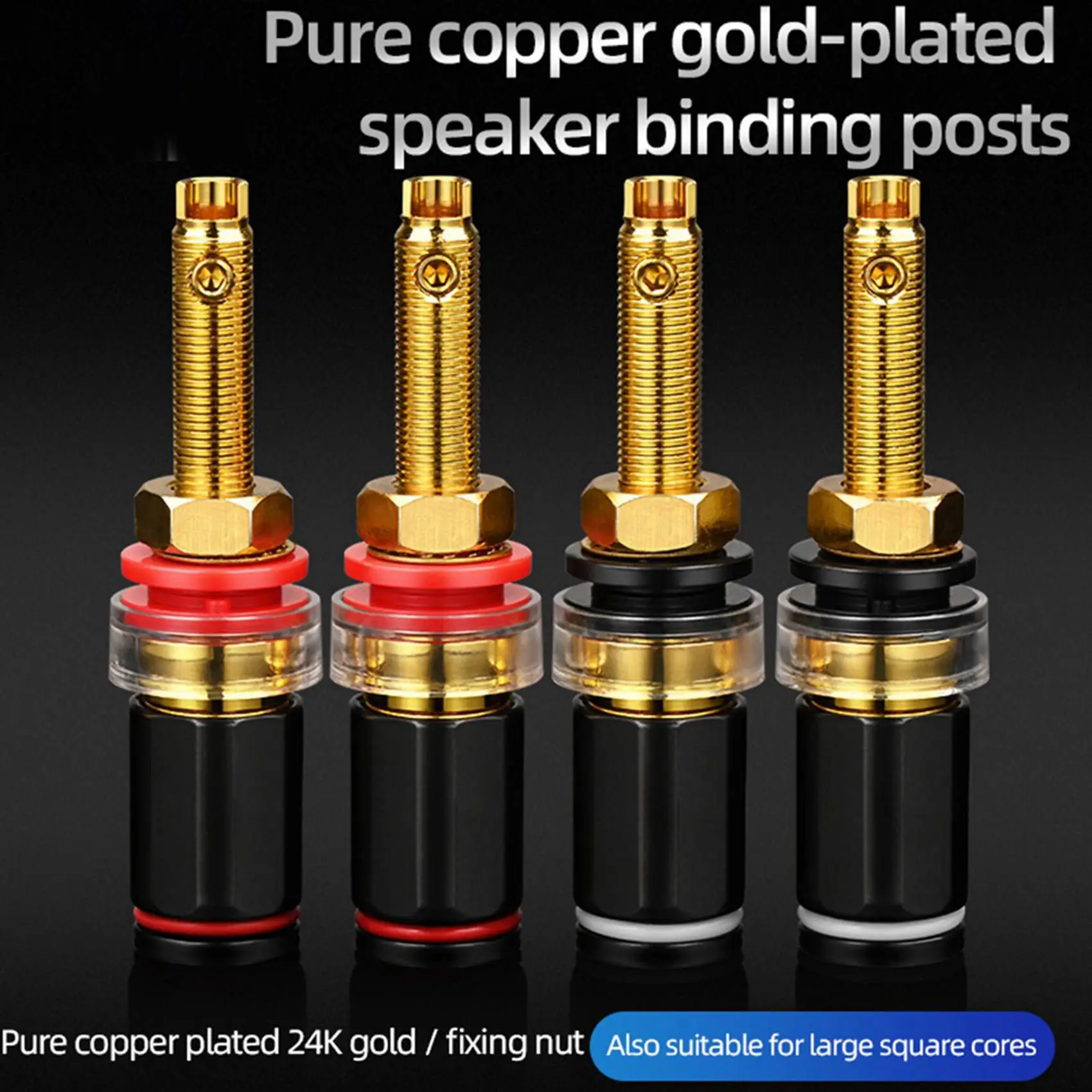 12Pcs Hifi Speaker Terminal Binding Post Pure Copper Gold Plated Amplifier Connector for Female Banana Jack Plug