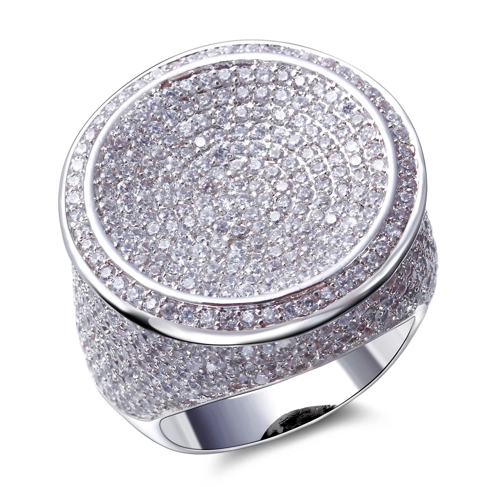 Big Discount Ring Pave Full Shiny White Cubic Zircon White Trendy Beautiful Jewelry For Women