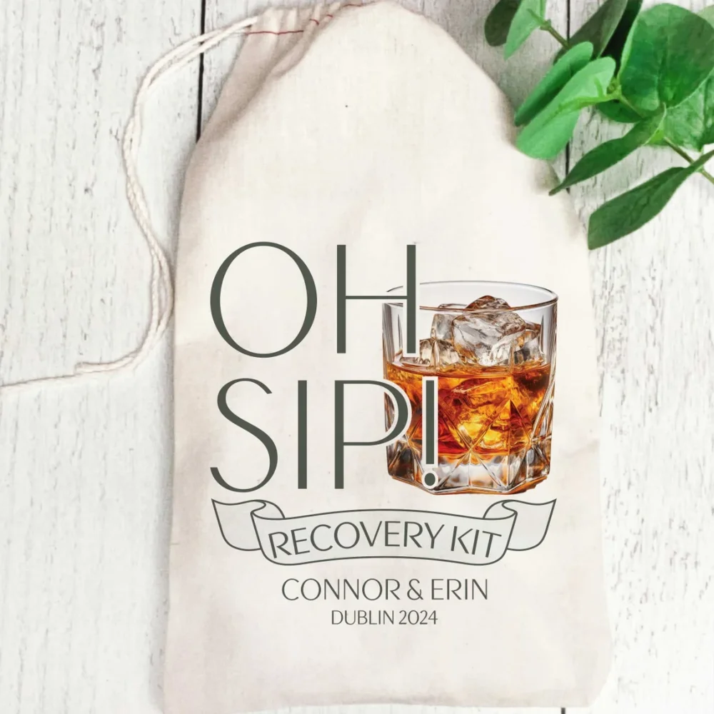 Whiskey Bags - Oh Sip Recovery Kit Bags - Bachelor Party Favors -Custom Hangover Kits - Bachelor Party Hangover Bags- Gift Bags