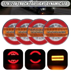 4 Stuks 12V/24V Ronde Achterlicht Voor Vrachtwagen Trailer SequentiÃŦle Dynamische Richtingaanwijzer Led Brake Reverse lamp Van Tractor Achterlicht