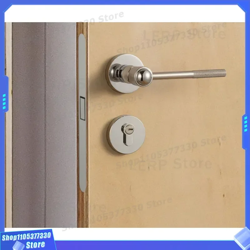 Modern Zinc Alloy Door Handle Knurled Design Silent Magnetic Lock for Indoor Bedroom Split Type Room Door Hardware Simple