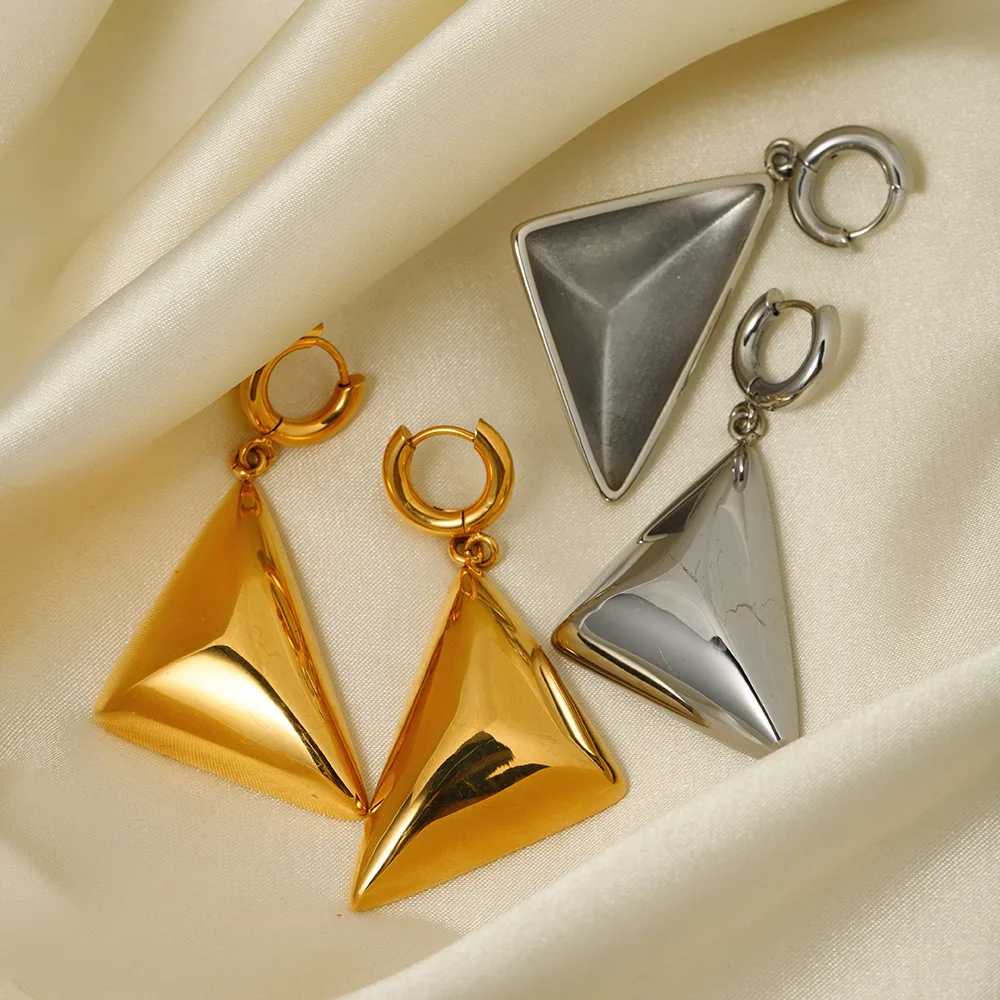 Stainless Steel Triangle Earrings Bohemian Plated 18k Gold Color Stud Earrings Trendy Jewelry Fashion Women's Earrings