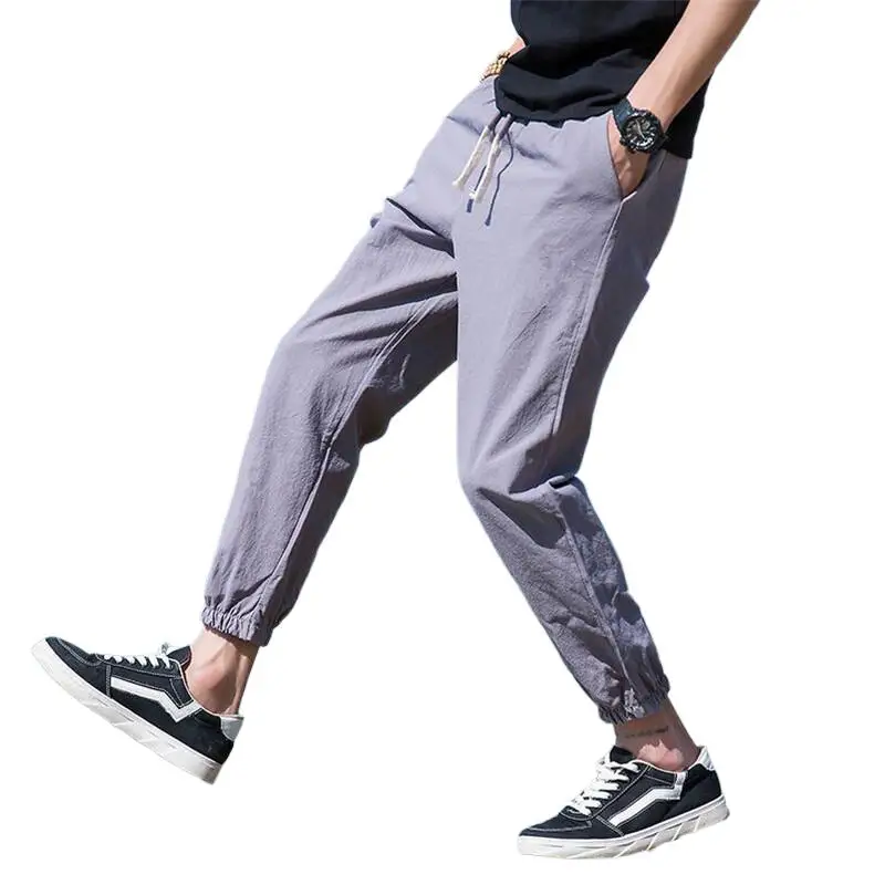

New Fashion 2024 Male Trousers Casual Drawstring Solid Pants With Pockets Men Elastic Pencil Joggers Pants pantalones hombre