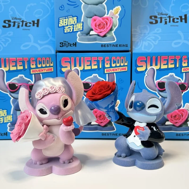 

Original Sweet Cool Stitch Adventure Kawaii Eternal Flower Series Blind Box Trendy Doll Desktop Ornament Valentine Surprise Gift