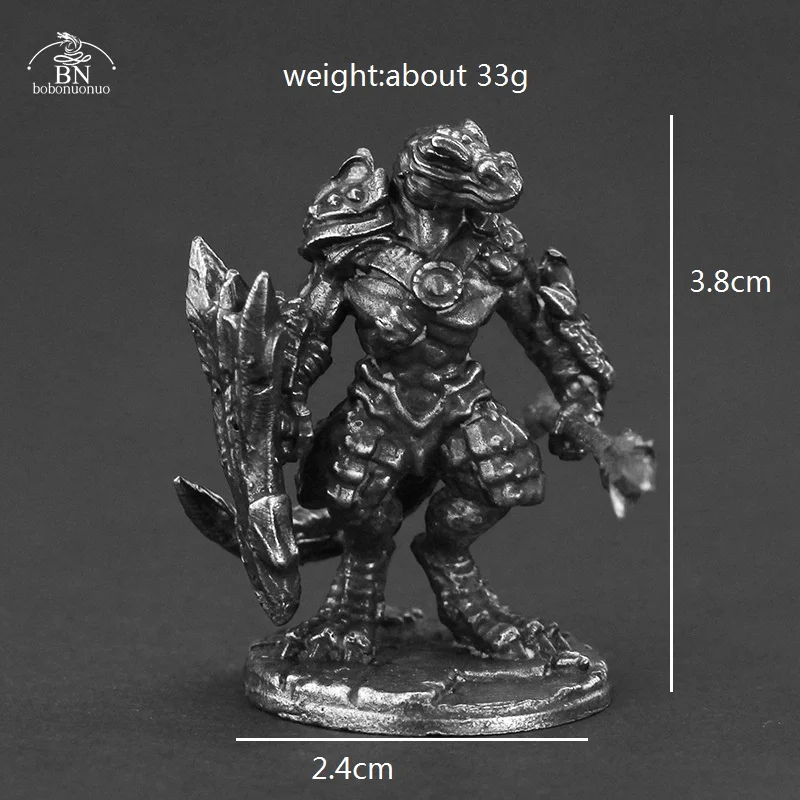 White Brass Animal lizard warrior Soldiers Minature Figurines Metal Men Toy Collection Models Tabletop War Game Chess Piece Gift