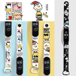 Snoopy Charlie Brown Strap for Xiaomi Mi Band 8 7 6 5 4 3 Silicone Strap Cute Cartoon Watchband Replaceable Wrist Strap Bracelet