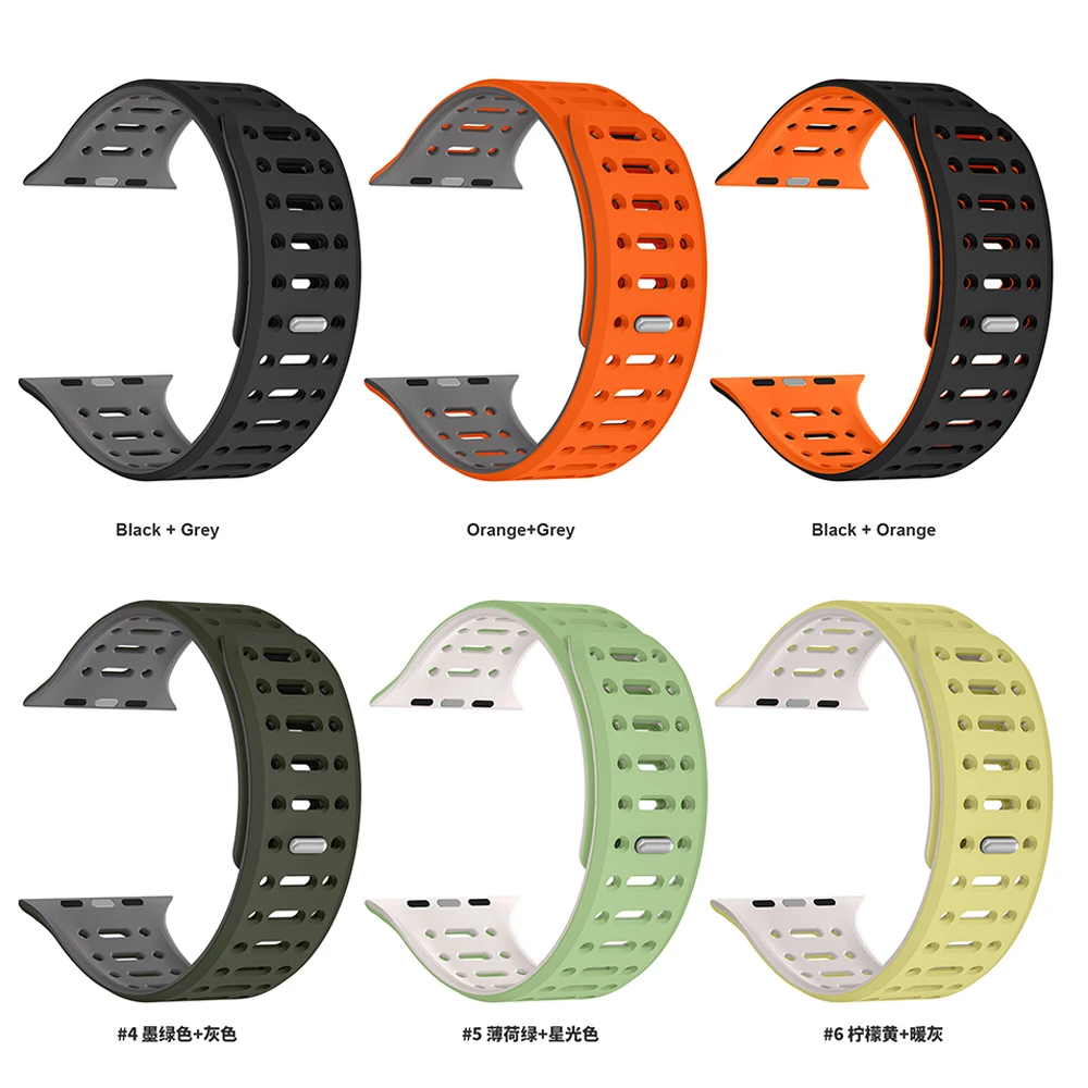 Magnetic Armor Strap For Apple Watch Band Ultra 2 49Mm 44Mm 45Mm 42Mm 46mm Silicone Bracelet Iwatch Series 9 8 s10 SE Watchband