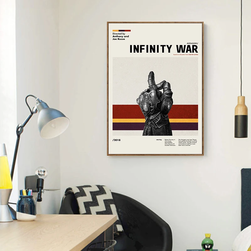 Avengers Infinity War Print Marvel Fan Gifts Mid Century Modern Art Poster Canvas Painting Home Room Retro Boho Wall Decoration