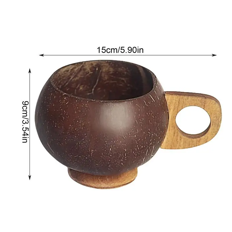 أوعية قشرة جوز كوكو ، أوعية يدوية الصنع طبيعية متعددة الأغراض ، أوعية سلطة ريفية محمولة ، أكواب ماء بنية للآيس كريم