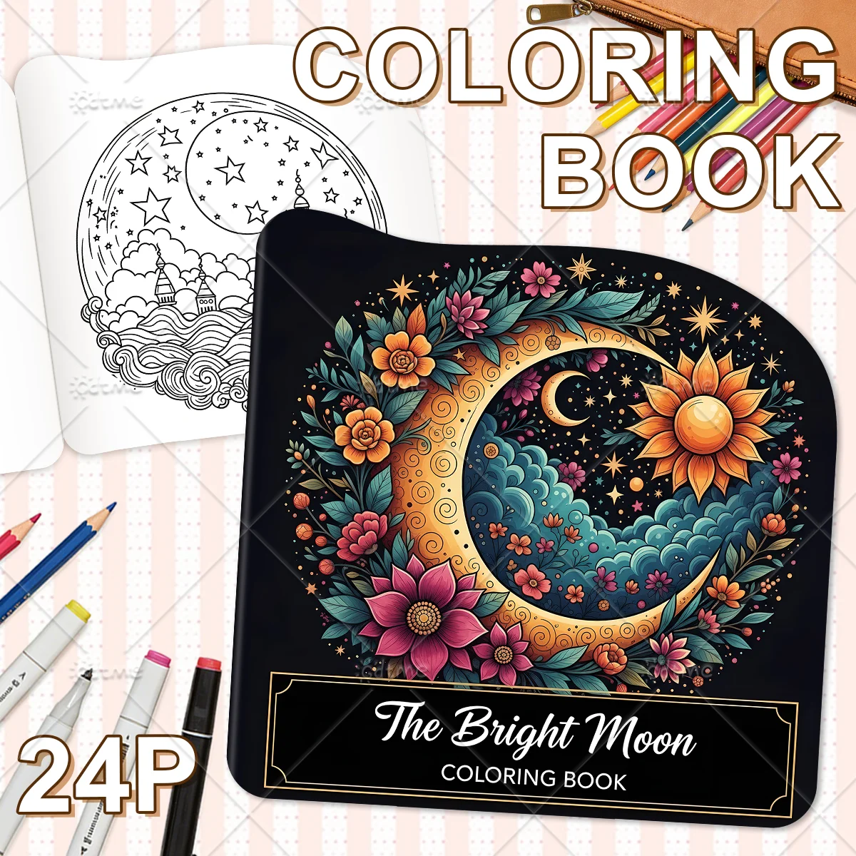The Bright Moon Coloring Book for Adults Cute Cozy Daily Activities Irregular Patterns for Relaxation (Cozy Spaces Coloring)