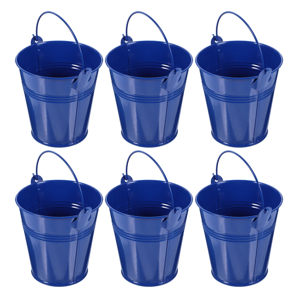 

6pcs Iron Flower Buckets Party Decoration Hand Candy Vase Mini Drink Metal Plant Pots Home Office Garden Balcony Yard Artistic
