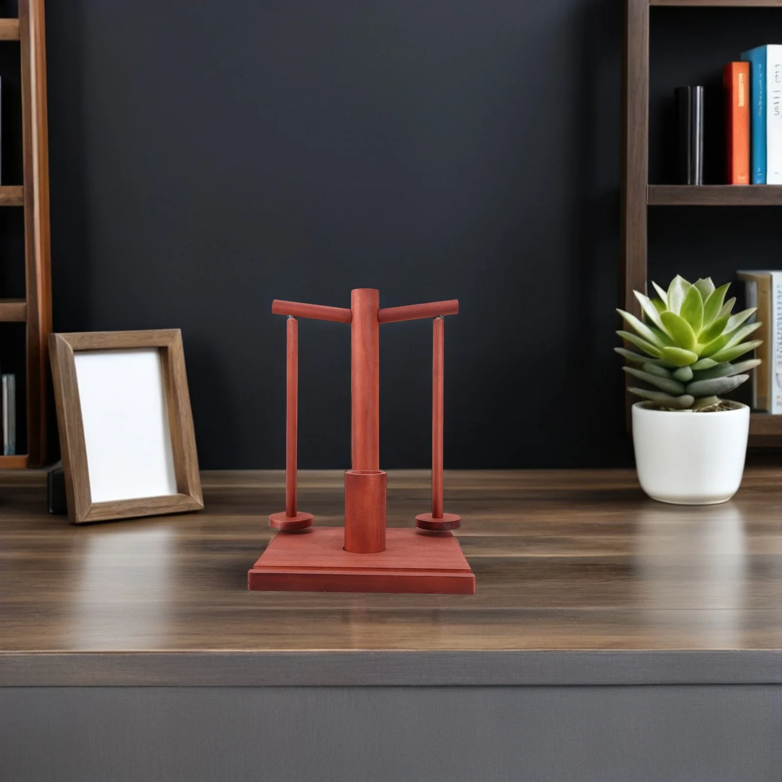 دوارة مزدوجة المغزل الغزل الدوارة للحياكة حامل دوار خشبي السلس لف عدم الانزلاق قاعدة الغزل تنظيم الرف الاستخدام المنزلي #5