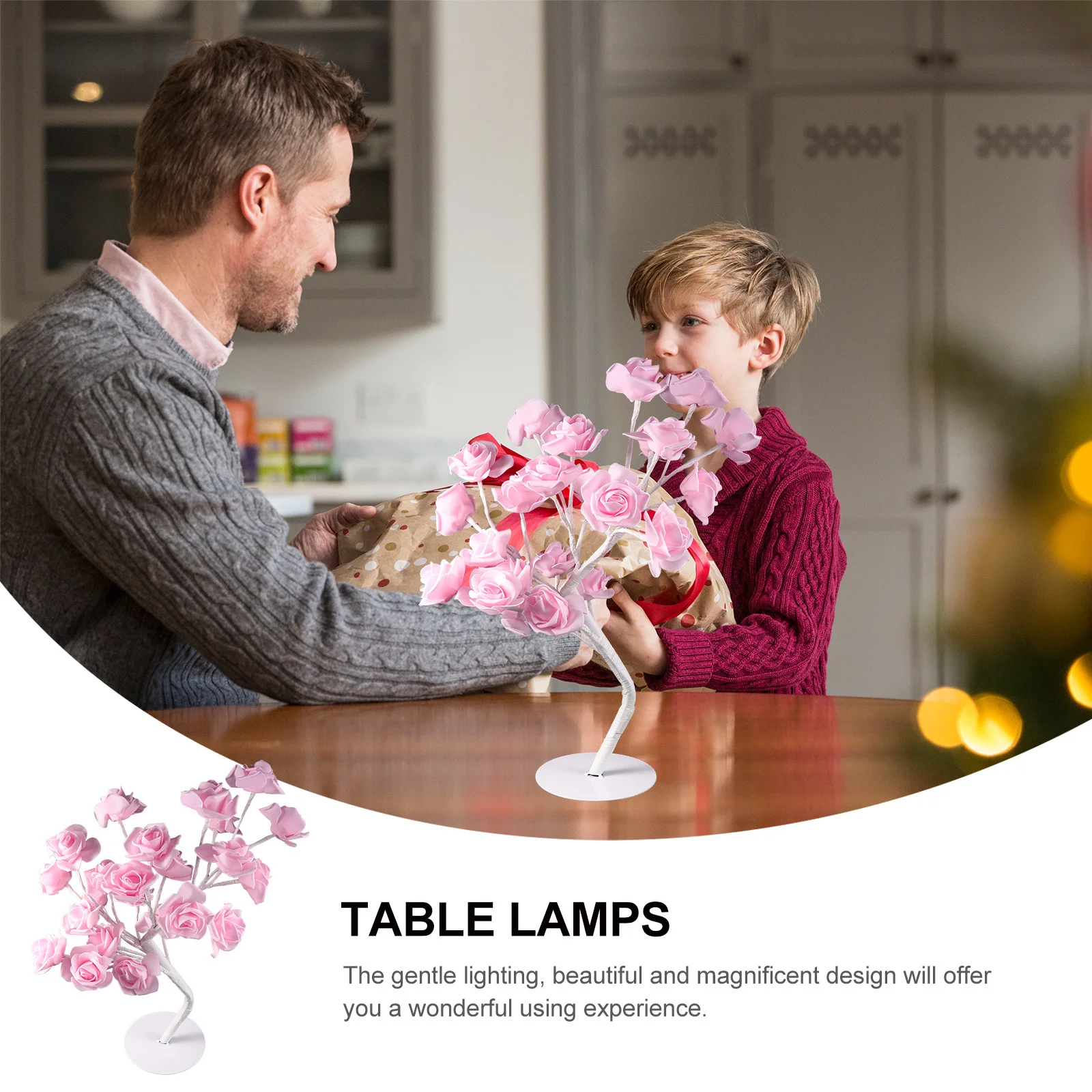 

LED Rose Flower Tree Night Lamp PVC Delicate Table Lamp Romantic Bedroom Bedside Light Home Desktop Decor Table Lamps