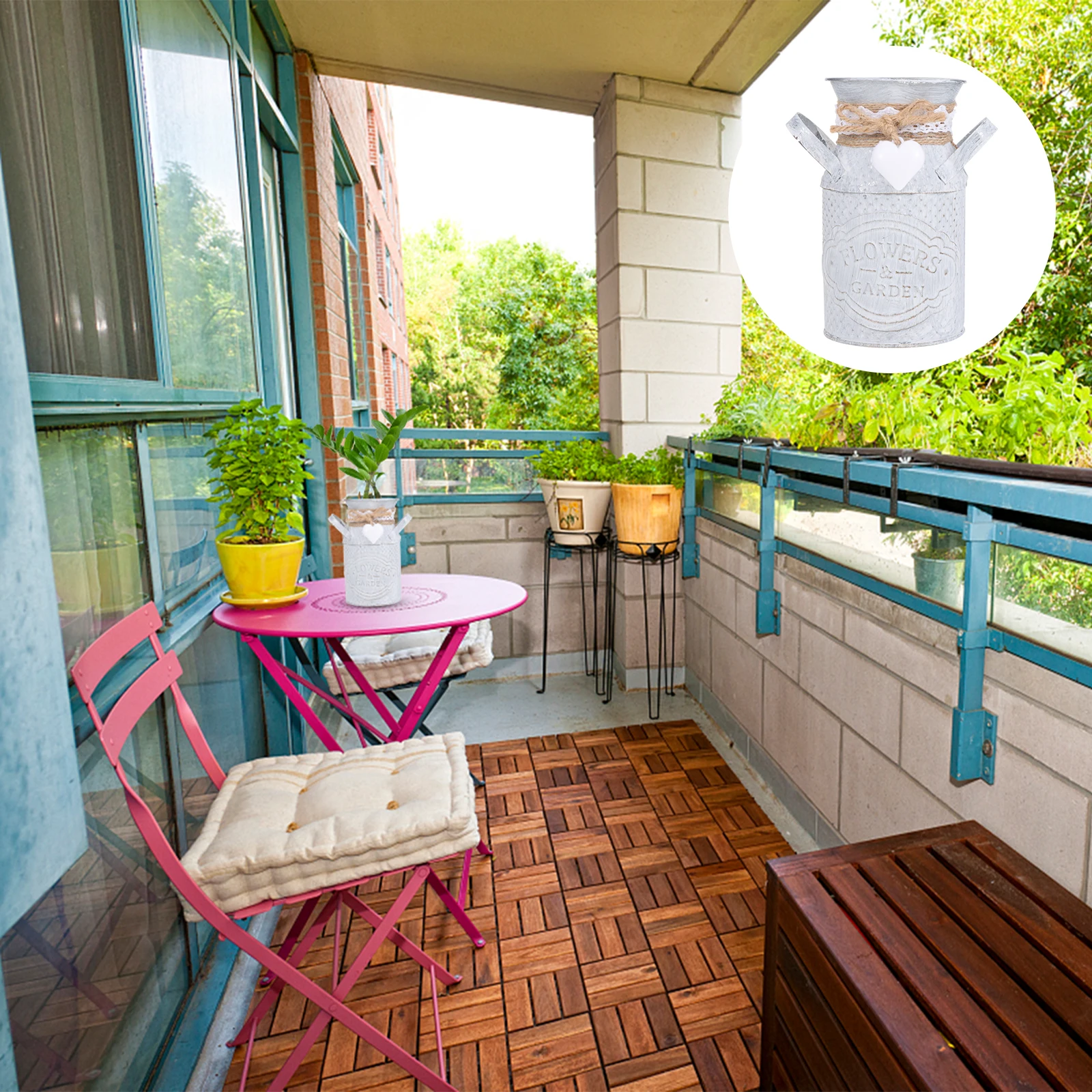 

Container Metal Succulent Flower Pot Country Decor Kettle Household Plant Christmas