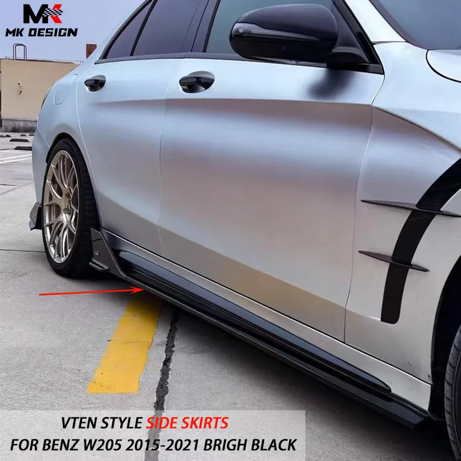 

VTEN Style ABS Side Skirts Extension Lip Apron For Mercedes Benz C-Class W205 C43 C63 C260 4 Doors Sedan 2015-2021 Side Skirts