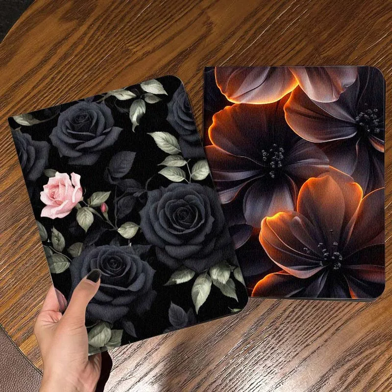 

Black Roses Pink Leaf Gift Tablet Case For Apple iPad Air Pro mini 1 2 3 4 5 6 7 8 9 11 M2 M3 M5 M4 5th 6th 7th 10th 11th