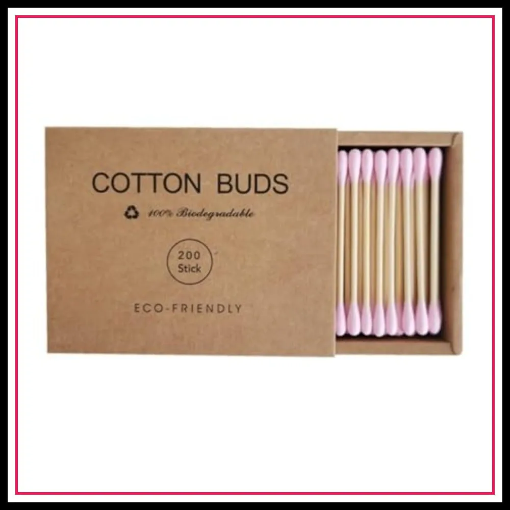 

Natural Cotton Swabs 200pcs Biodegradable Wooden Sticks Double Tips for Makeup & Cleaning