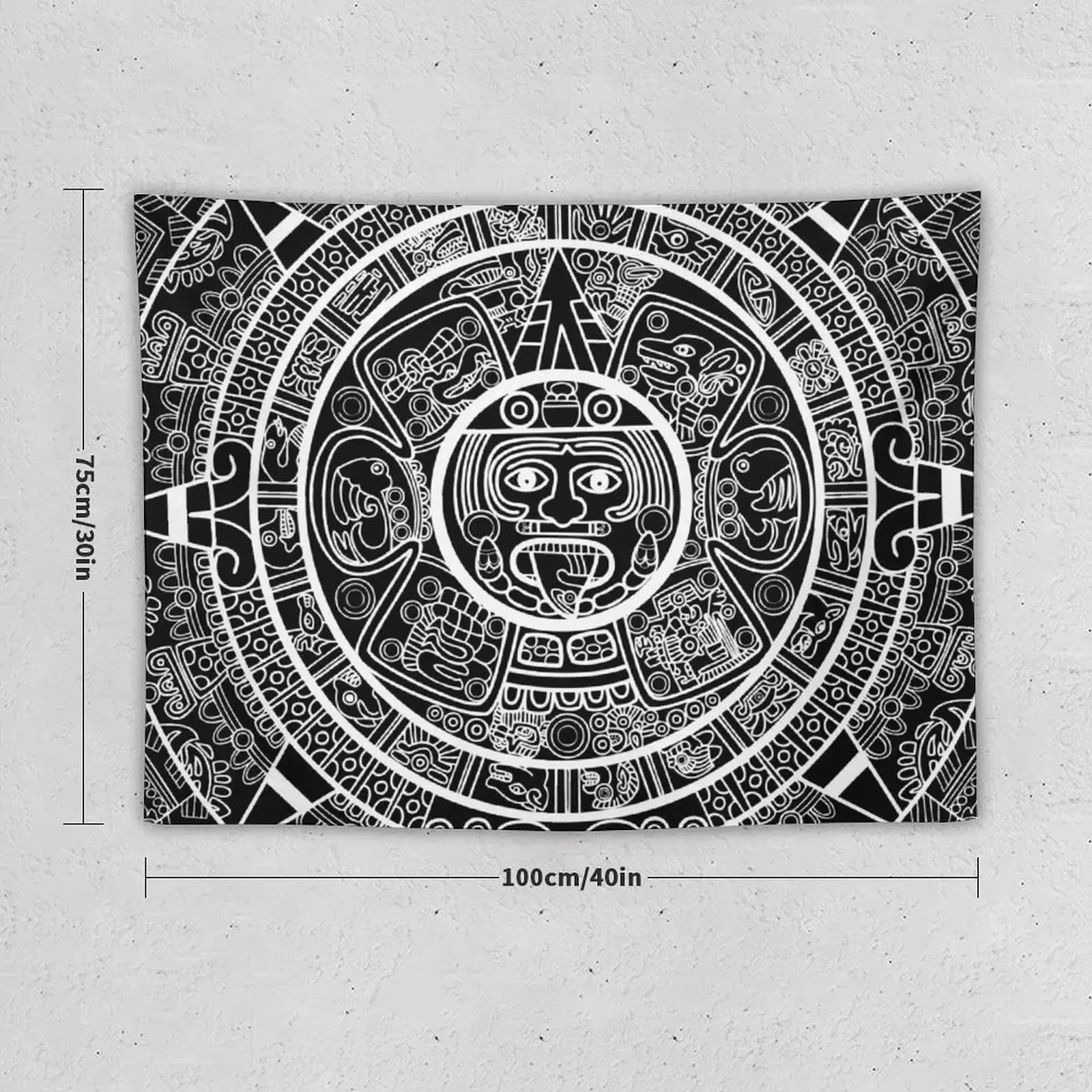 Monochrome Mayan Aztec Calendar Tapestry Room Decorations Aesthetic Decoration Tapete For The Wall Tapestry