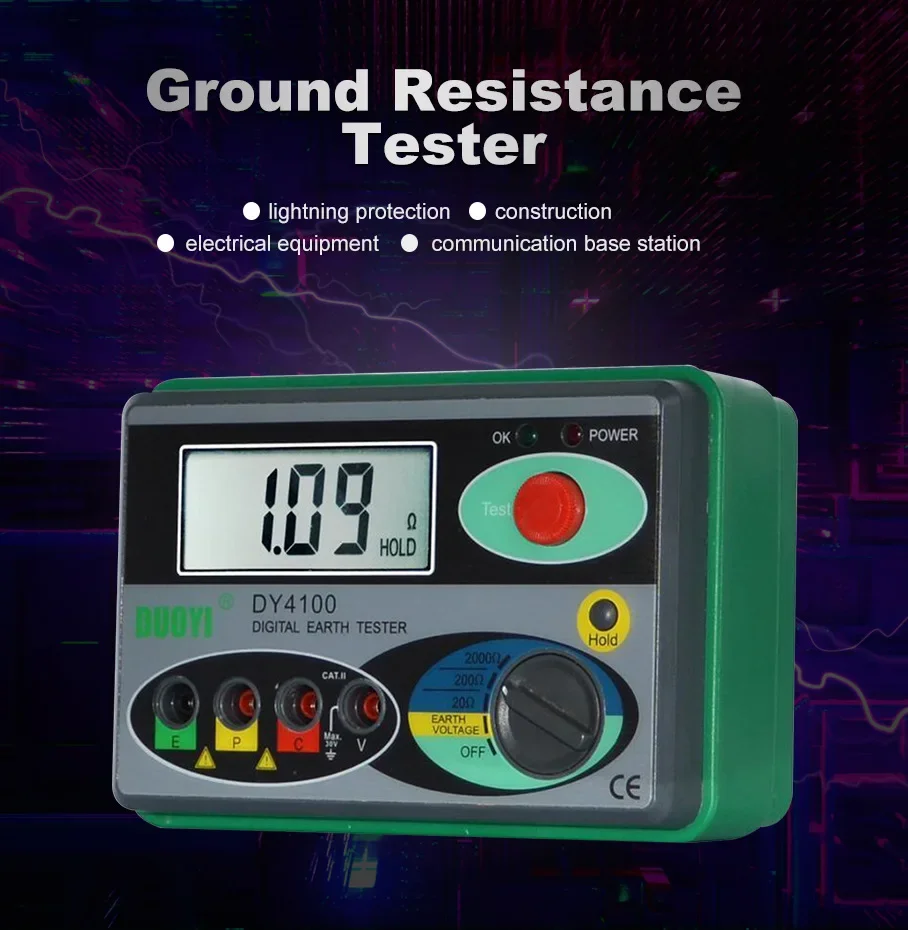 Vibration DY4100 Digital Multimeter Megohmmeter Earth Resistance Tester Ground 0-2000 Ohm Meter Resistance Tester