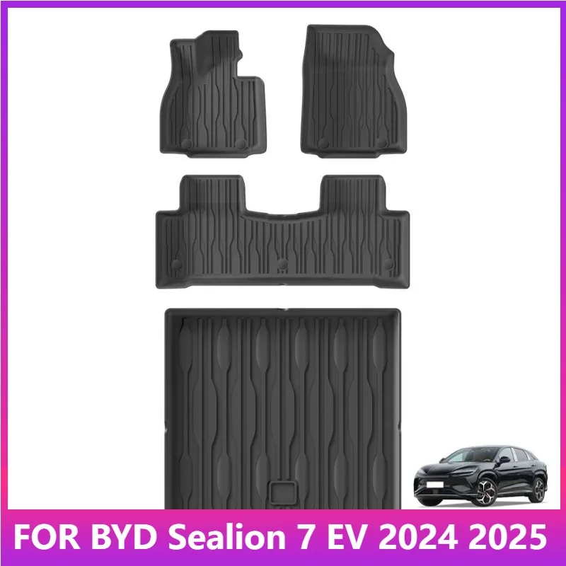 

Коврики для BYD Sealion 7 EV 2024 2025 Автомобильные коврики для багажника Коврик для багажника TPE 3D Коврик для ног Левый руль Водонепроницаемая защита