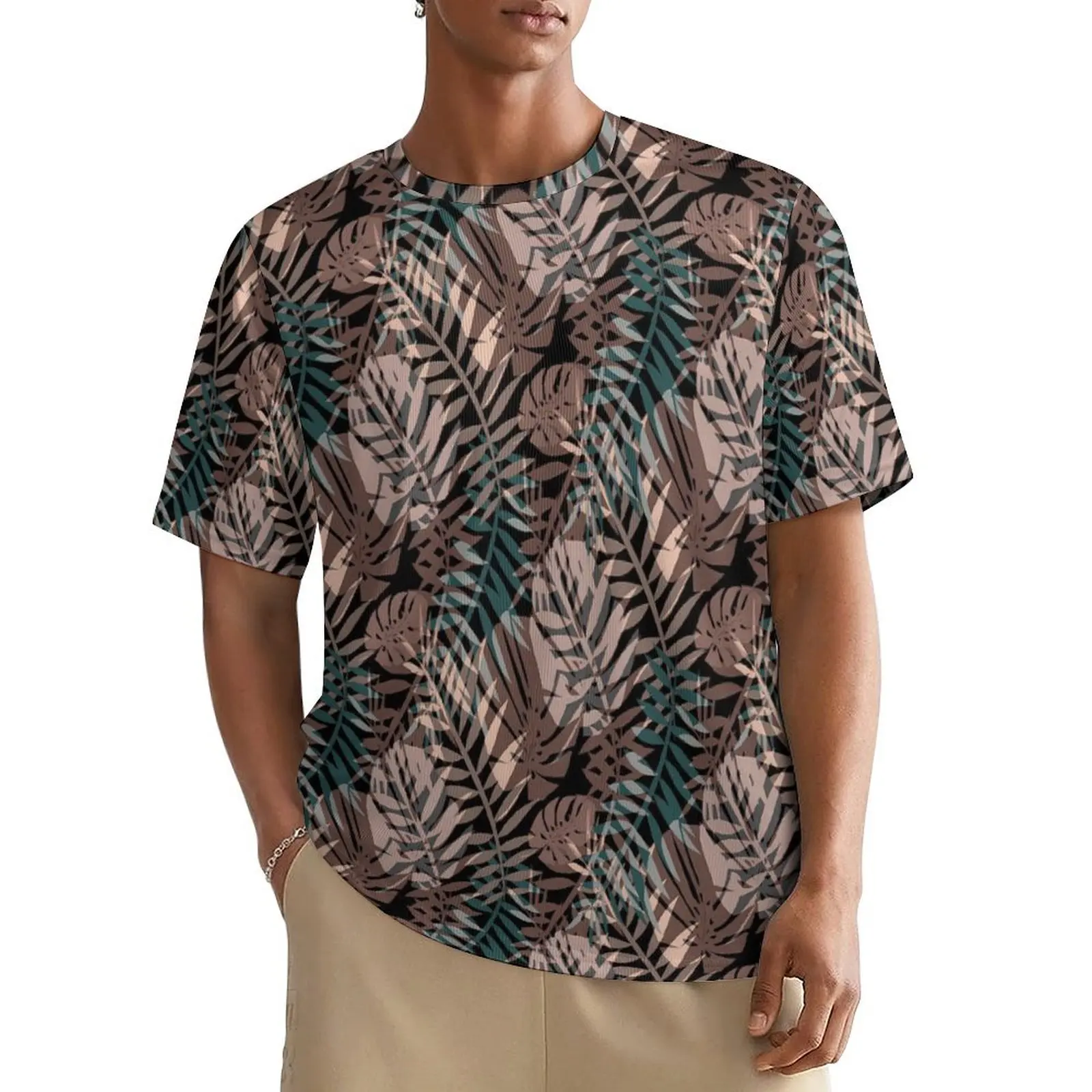 

Tropical Plants T Shirt For Man Leaves Print O Neck T Shirts Summer Trending Tops Short Sleeve Casual Plus Size Tee Shirt Gift