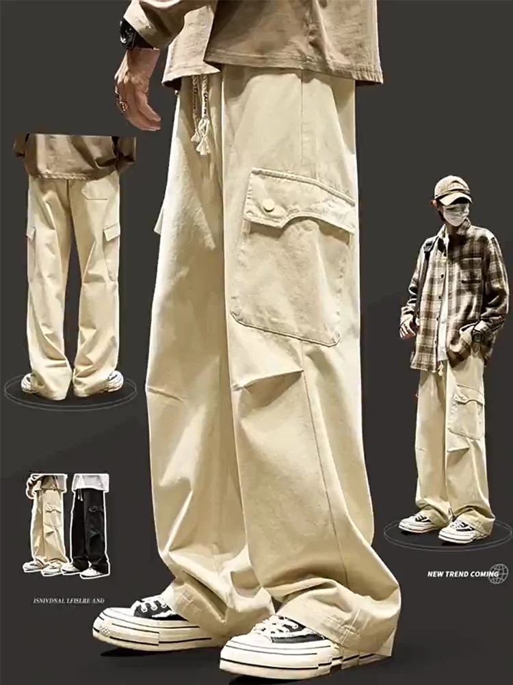 

Американские рабочие брюки в стиле ретро, мужские осенне-зимние брюки Thiened Fce, прямые повседневные свободные солдатские брюки, брюки для отдыха с несколькими кетами...