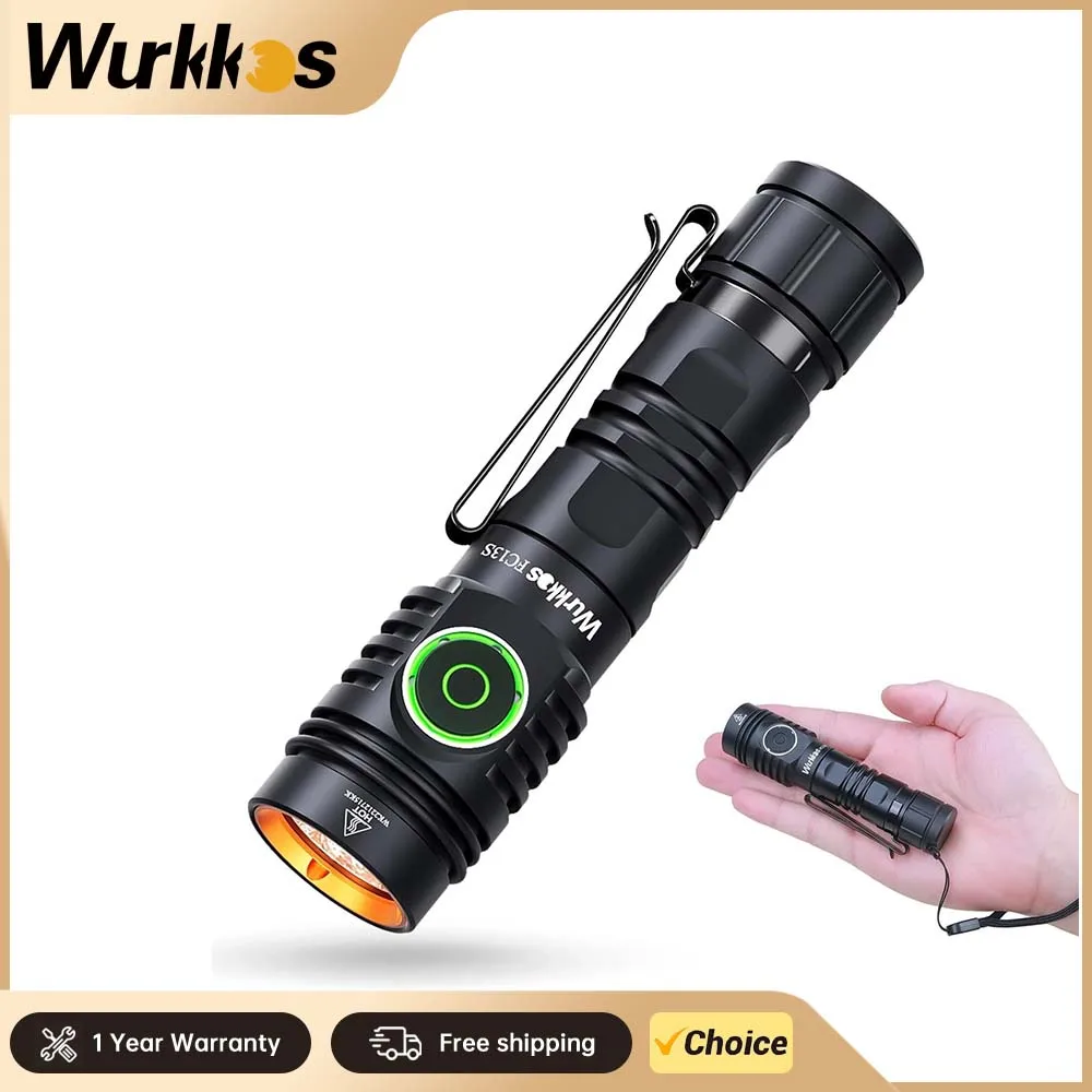 

Wurkkos-FC13S Rechargeable 18650 Flashlights 2500 High Lumens 6 Modes- Super Bright IP68 EDC for Camping Hiking Emergency Torch