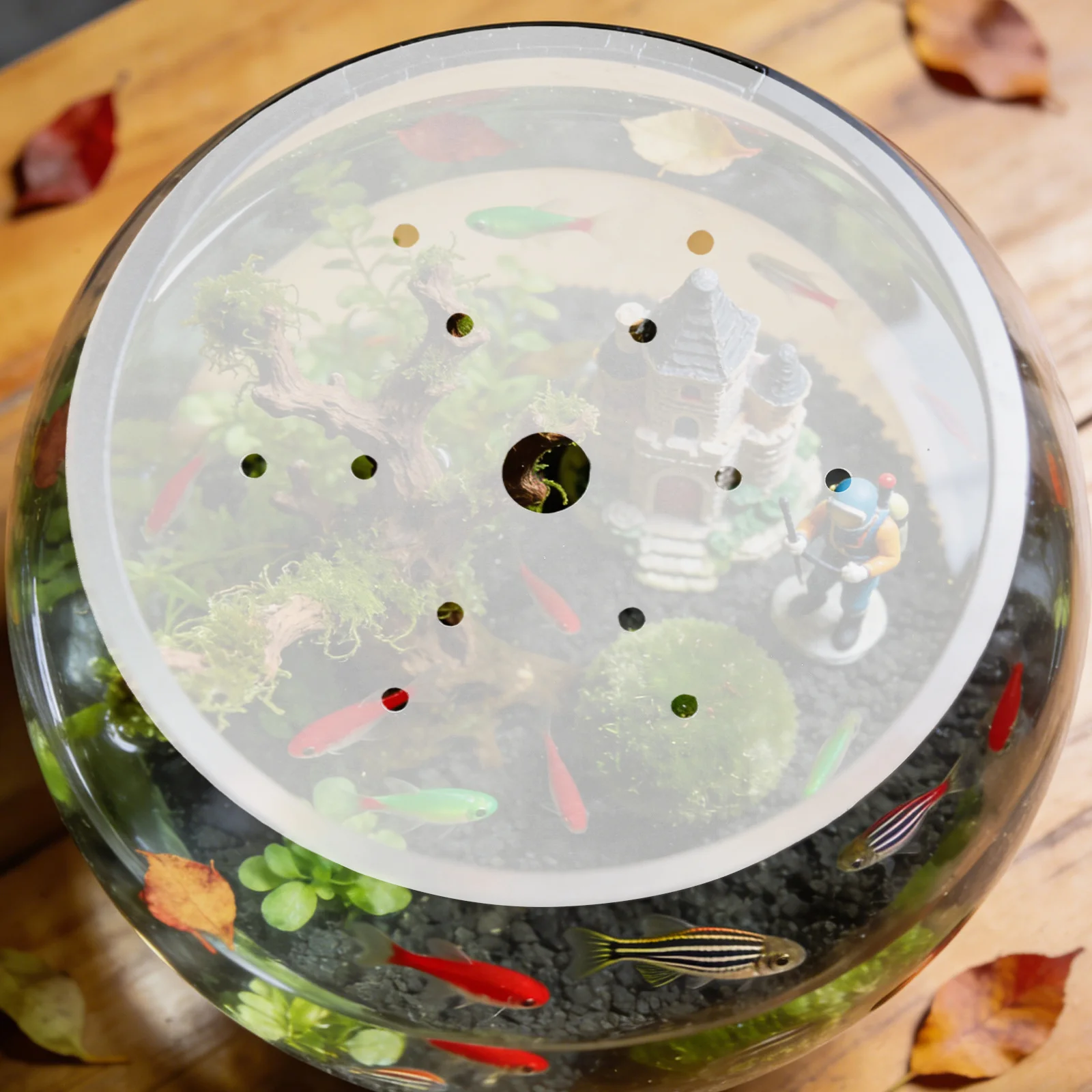 

Round Fish Tank Escapeproof Cover Transparent Acrylic Aquarium Bowl Lid Anti-Jumping Fish Tank Lid Replacement Home Office