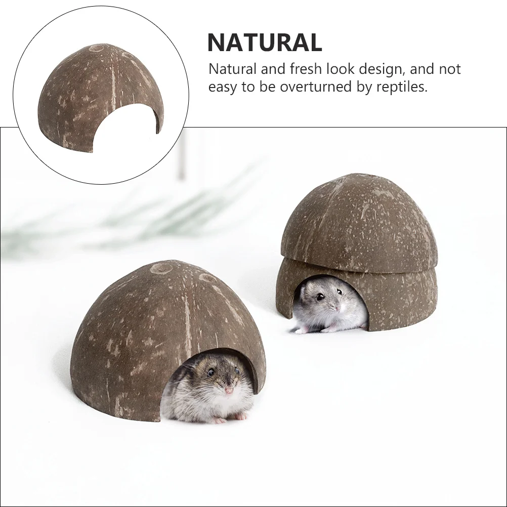 

1Pcs 13Cm Natural Coconut Shell Hiding House Reptile Shelter Small Pet Cave for Warm Cozy Habitat Decor Reptile Cave